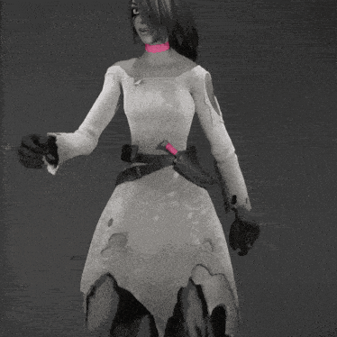 a black and white image of a woman wearing a white dress