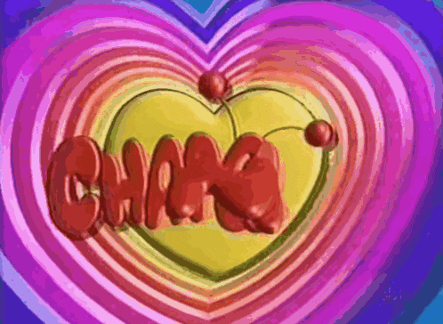 a colorful heart with the word chaka in red letters