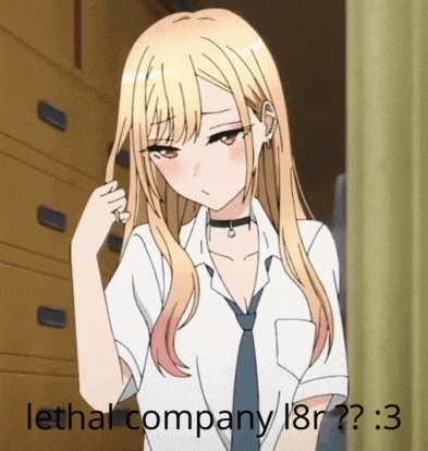 a picture of a girl with the words lethal company l8r written below her