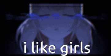 a picture of a girl with the words " i like girls " written on it