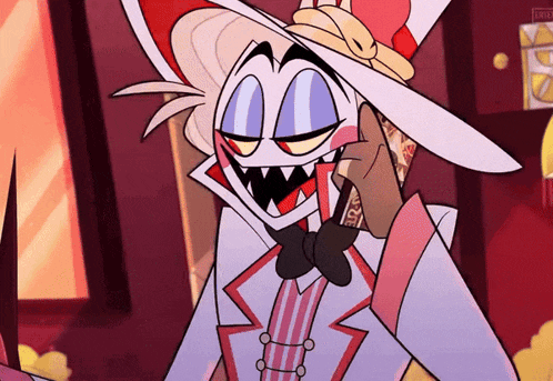 a close up of a cartoon character wearing a hat and bow tie