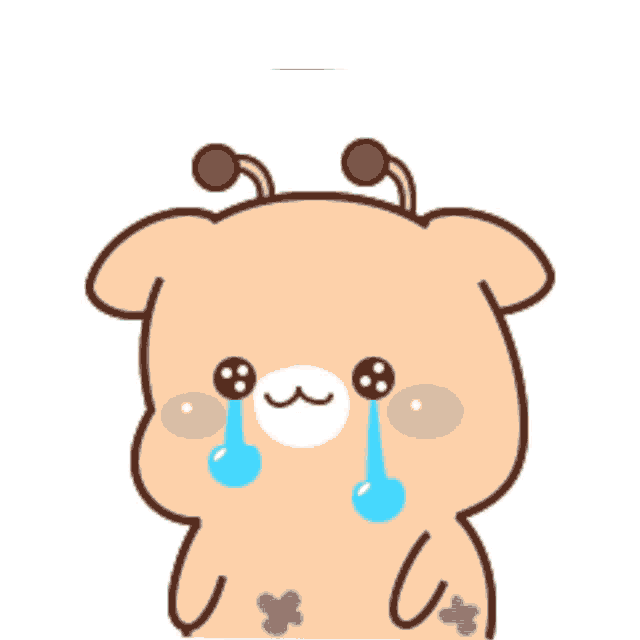 a cartoon bear is crying with tears running down its face