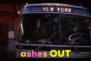 a bus that says new york on the top of it