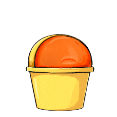 a black cat in a yellow bucket with a hat on