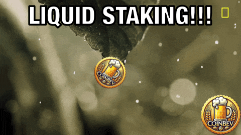 a coin that says liquid staking is being thrown into the air