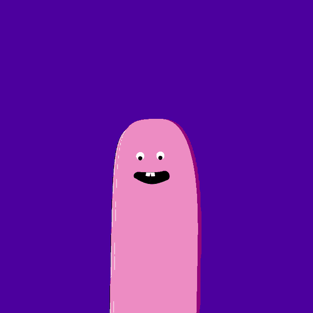 a pink finger with a face on it is giving the middle finger