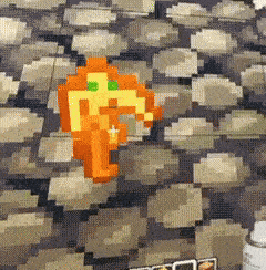 a pixel art of a key with a green eye on it