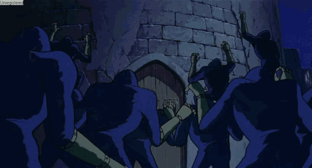 a cartoon of a man in a blue hood with the word unregistered at the top