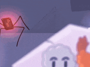 a cartoon spider is standing next to a ghost and a box .