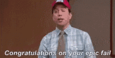 a man in a red hat is saying congratulations on your epic fail
