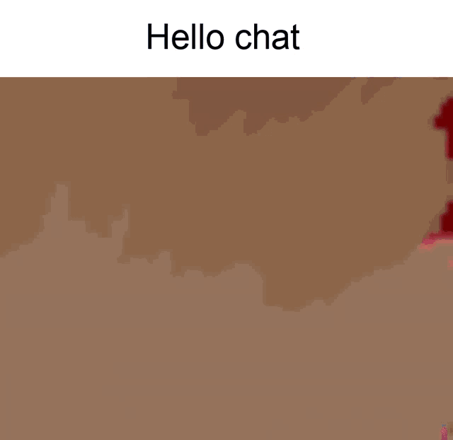 a cartoon character is holding a gun and says hello chat on the bottom .