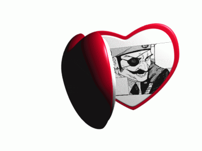 a heart shaped mirror with a picture of a man in a military uniform on it