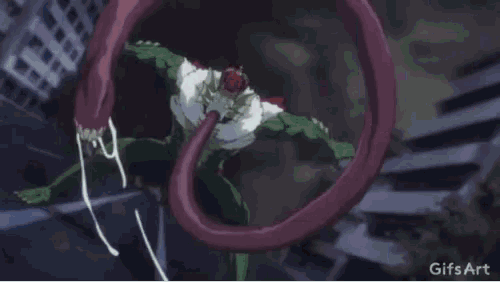 a close up of a monster 's mouth with a gifs art watermark at the bottom