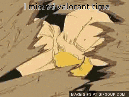 a cartoon of a person laying in the dirt with the words " i missed valorant time "