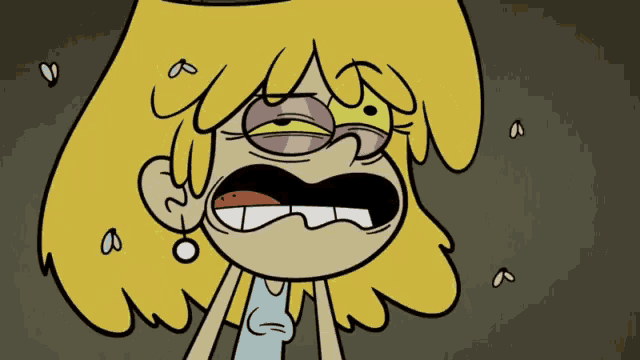 a close up of a cartoon character with hearts around her