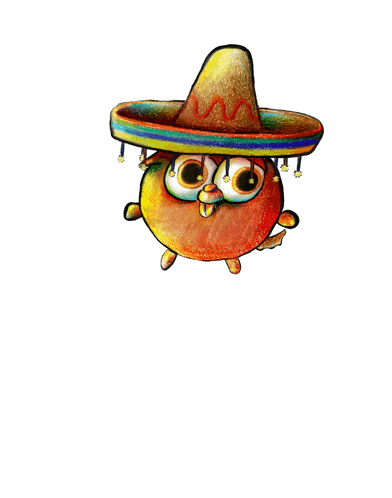 a drawing of a cartoon character wearing a sombrero and glasses