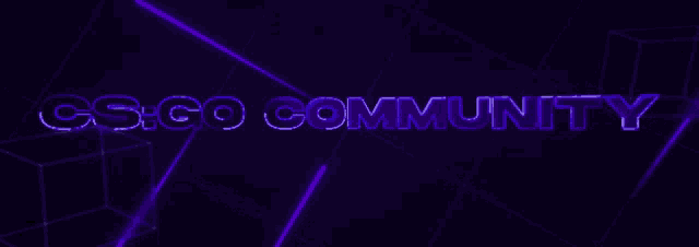 cs go community is written in purple letters on a dark purple background