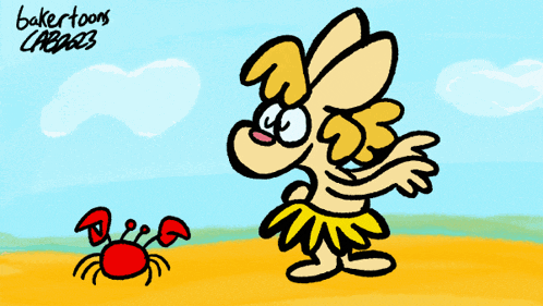 a cartoon of a girl and a crab by baker toons