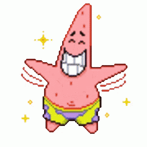 patrick star from spongebob squarepants is jumping in the air with his arms in the air