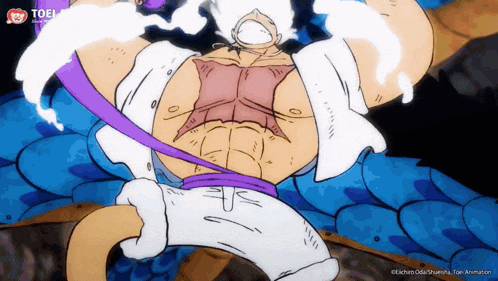 a cartoon of a man with a toei logo on the bottom