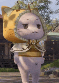 a cartoon cat wearing a yellow cat hat and cape