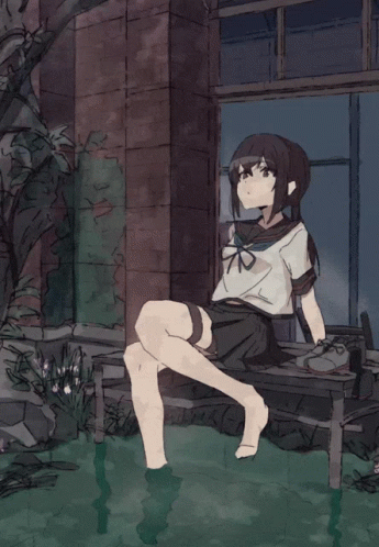 Cute Girl Chilling Beside Pond GIF - Cute Girl Chilling Beside Pond Animation GIFs