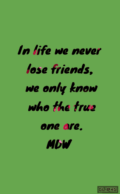 in life we never lose friends we only know who the true one are cliphy
