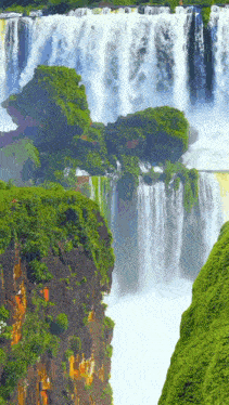 a waterfall in the middle of a forest