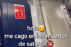 a picture of an airplane with the words hola me cago en los muertos de satanas written on it