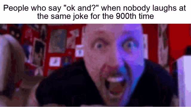 a man is laughing at a joke that nobody laughs at