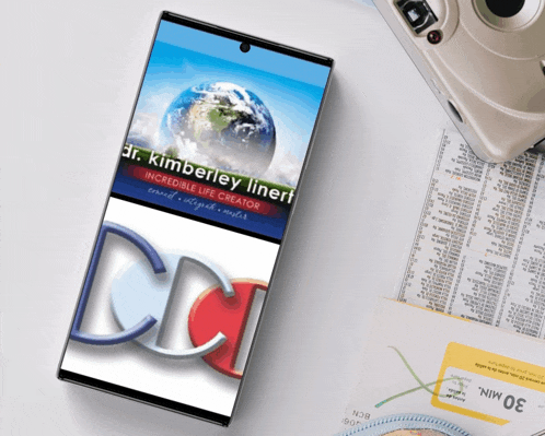 a cell phone that says dr. kimberley linert on it