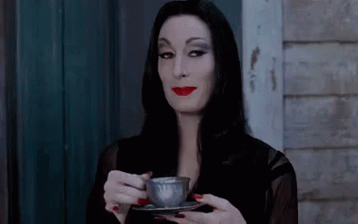 Even Goths Spill The Tea Hunty GIF - Tea Shade Addams F Amily GIFs