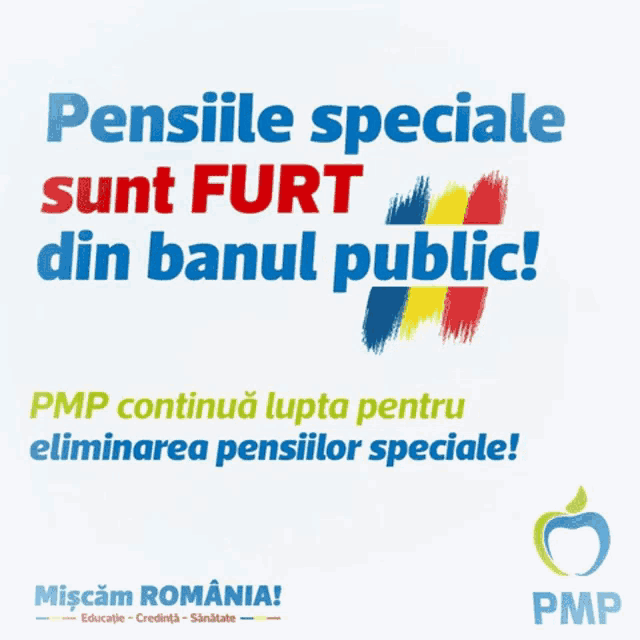 a poster that says pensiile speciale sunt furt din banul public on it