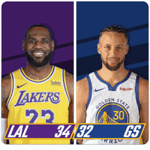 lakers player lebron james and golden state warriors player stephen curry are standing next to each other
