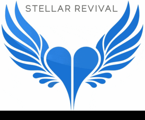a logo for stellar revival shows a heart with wings