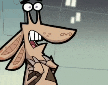 a cartoon of a kangaroo with a huge mouth and big teeth