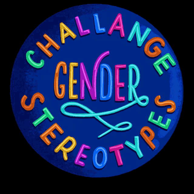 a neon sign that says challenge gender stereotypes on it