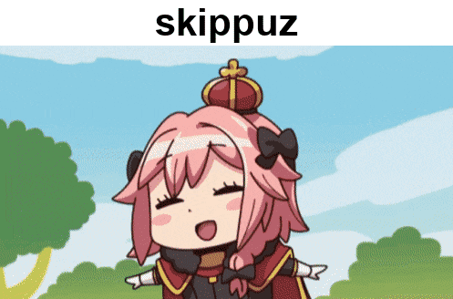 a cartoon of a girl with a crown on her head and the word skippuz on the bottom