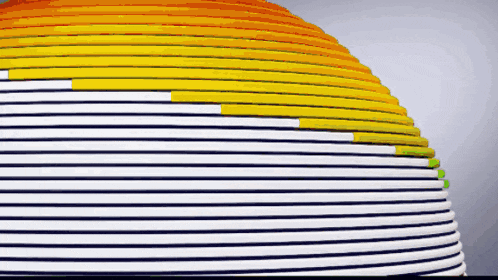 a striped object with a yellow stripe on the bottom