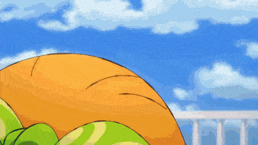 a close up of a cartoon character 's eyes with orange hair