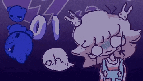 a drawing of a girl with a speech bubble that says " oh "