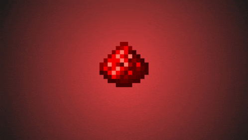a pixel art drawing of a red ruby on a red background