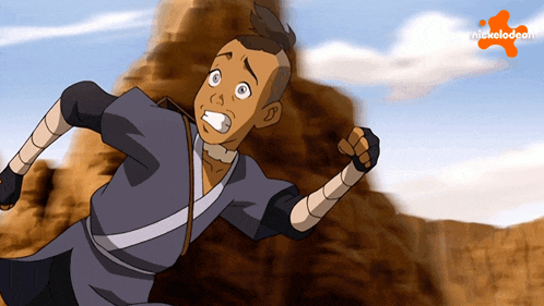 a cartoon character from nickelodeon is running in the desert