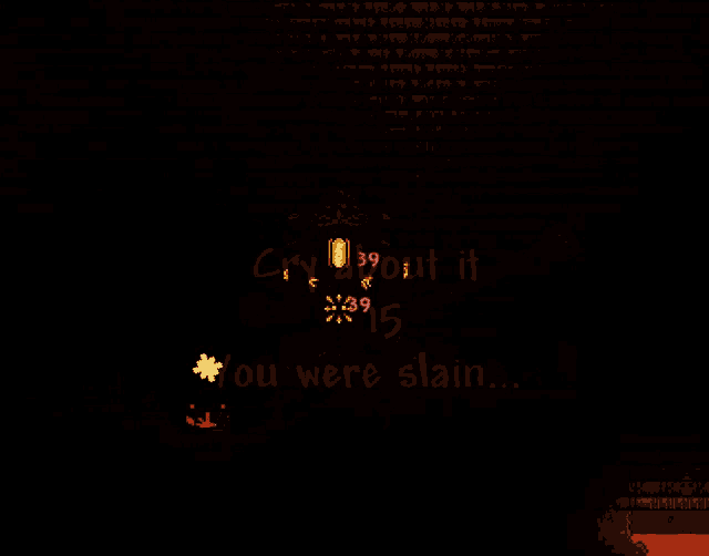 a screenshot of a video game that says cry about it you were slain