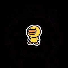 a drawing of a yellow duck with an orange beak and a black background