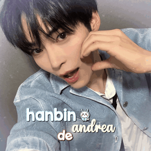 a picture of a young man with the name hanbin de andrea