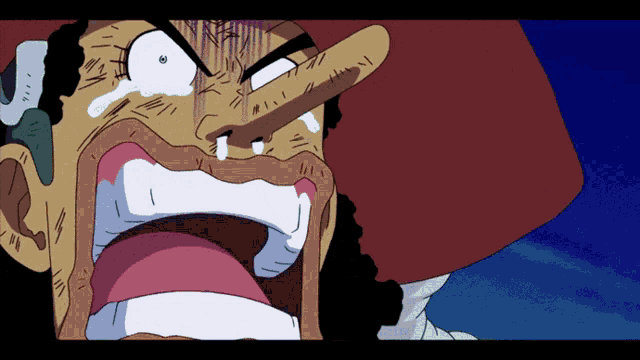 a cartoon drawing of a man with his mouth open and tears coming out of his eyes