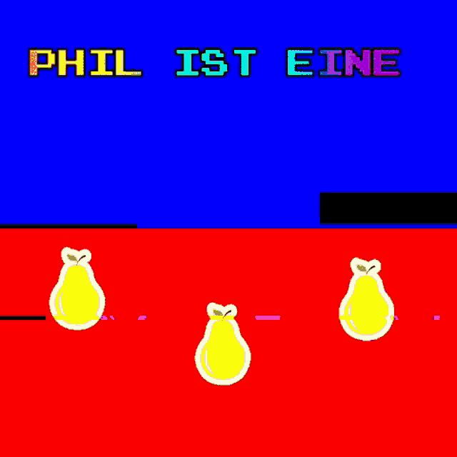 a blue and red background with the words phil ist eine on top