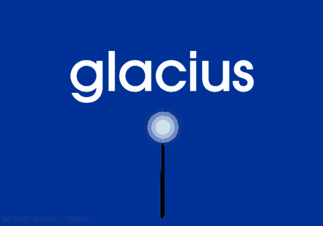 the word glacius is on a purple background with icicles