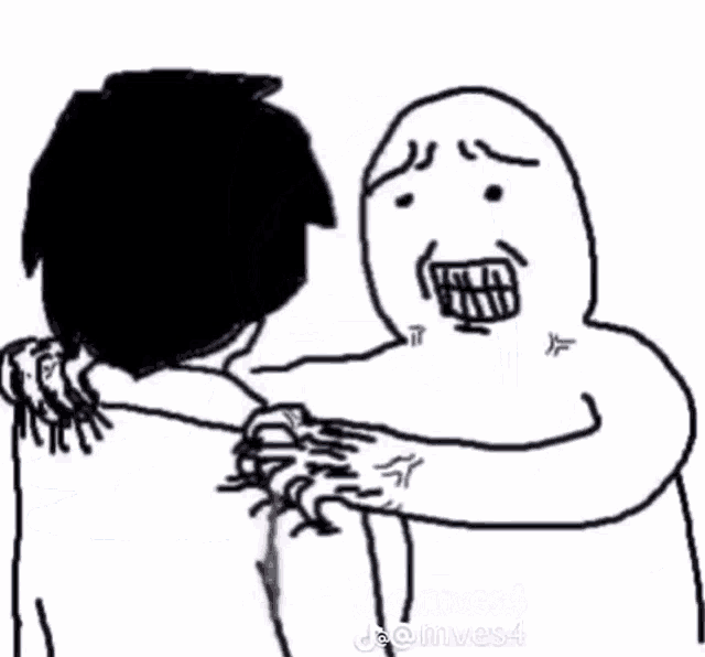 a black and white drawing of a man crying and a drawing of a man laughing .